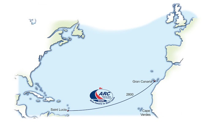 Atlantic Rally for Cruisers (ARC) 2012 route map © World ARC - http://www.worldcruising.com/arc/